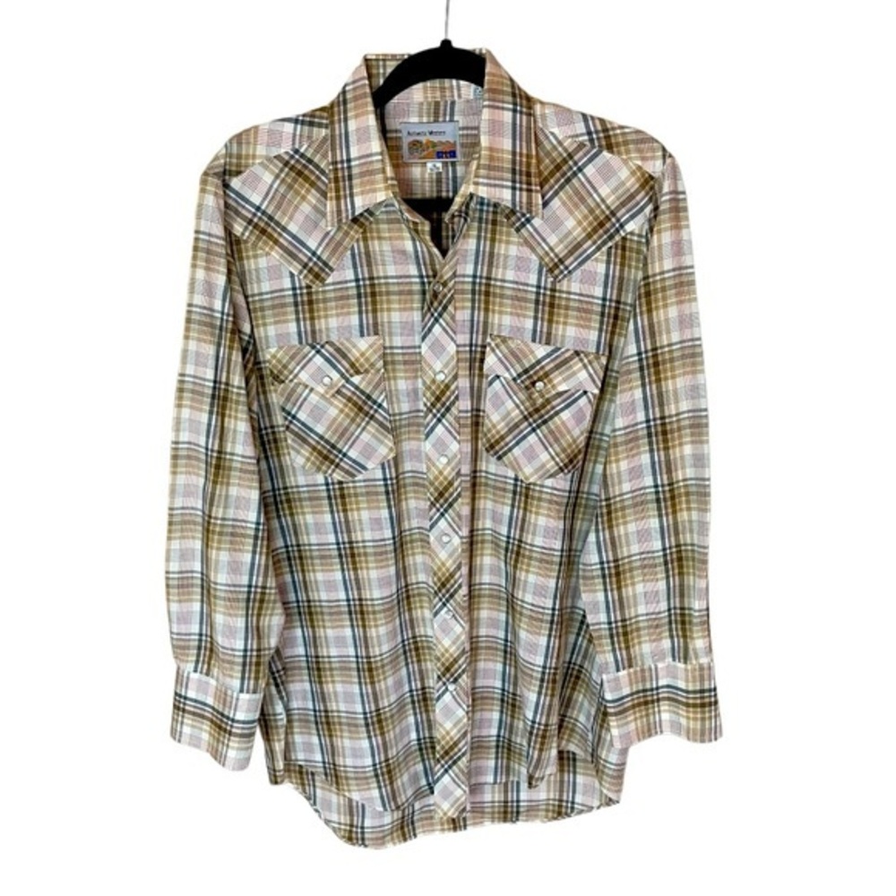 ATB Authentic Western Vintage Pearl Snap Long Sleeve Button Up‎ Shirt Size 16